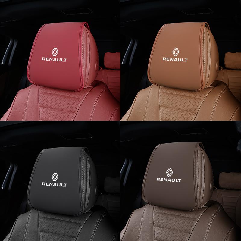 2026 Hot For Renault Hub Caps 2Pcs Leather Car Seat Headrest Protective Covers Accessories For Renault Clio Kadjar Megane Espace