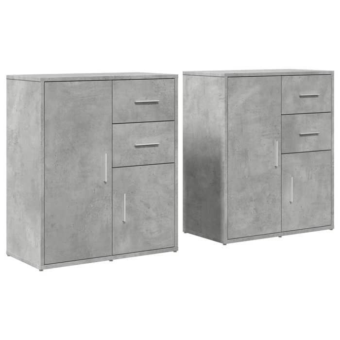 VidaXL Buffets 2 pcs gris béton 60x31x70 cm bois d'ingénierie, armoire de rangement, meuble d'entrée, meuble d'appoint, 3276563