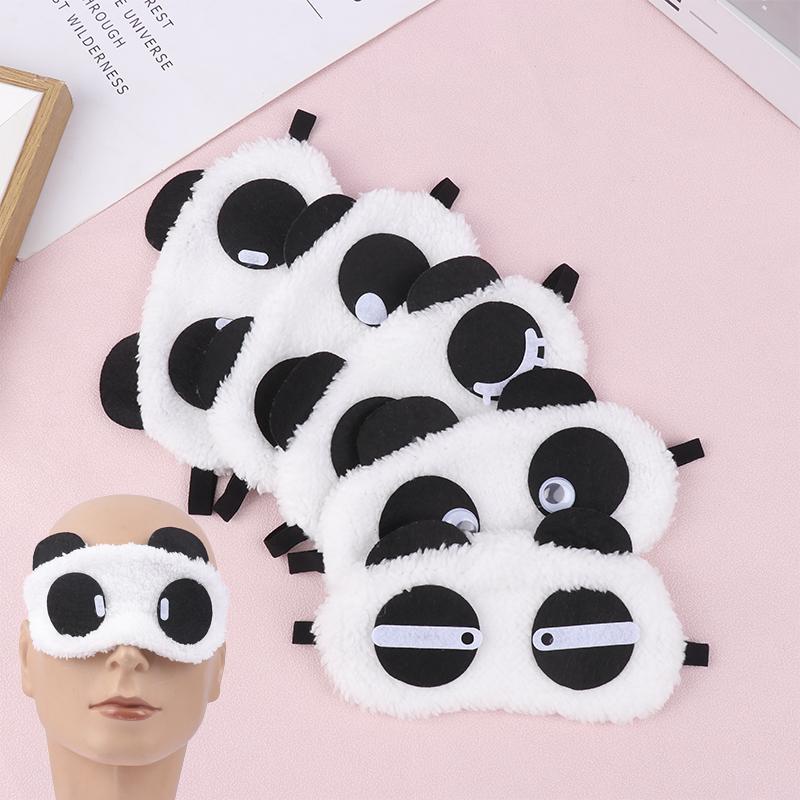 Roztomilý design Doplňky Plyšová panda obličej Oční maska na spaní Cestovní Měkká oční stínítko Přenosný kryt na spaní
