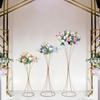 Elegant Gold Table Centerpiece Flower Stand Set of 3 - Modern Hourglass-Shaped Iron Floor Vases - Versatile Wedding Aisle Decor