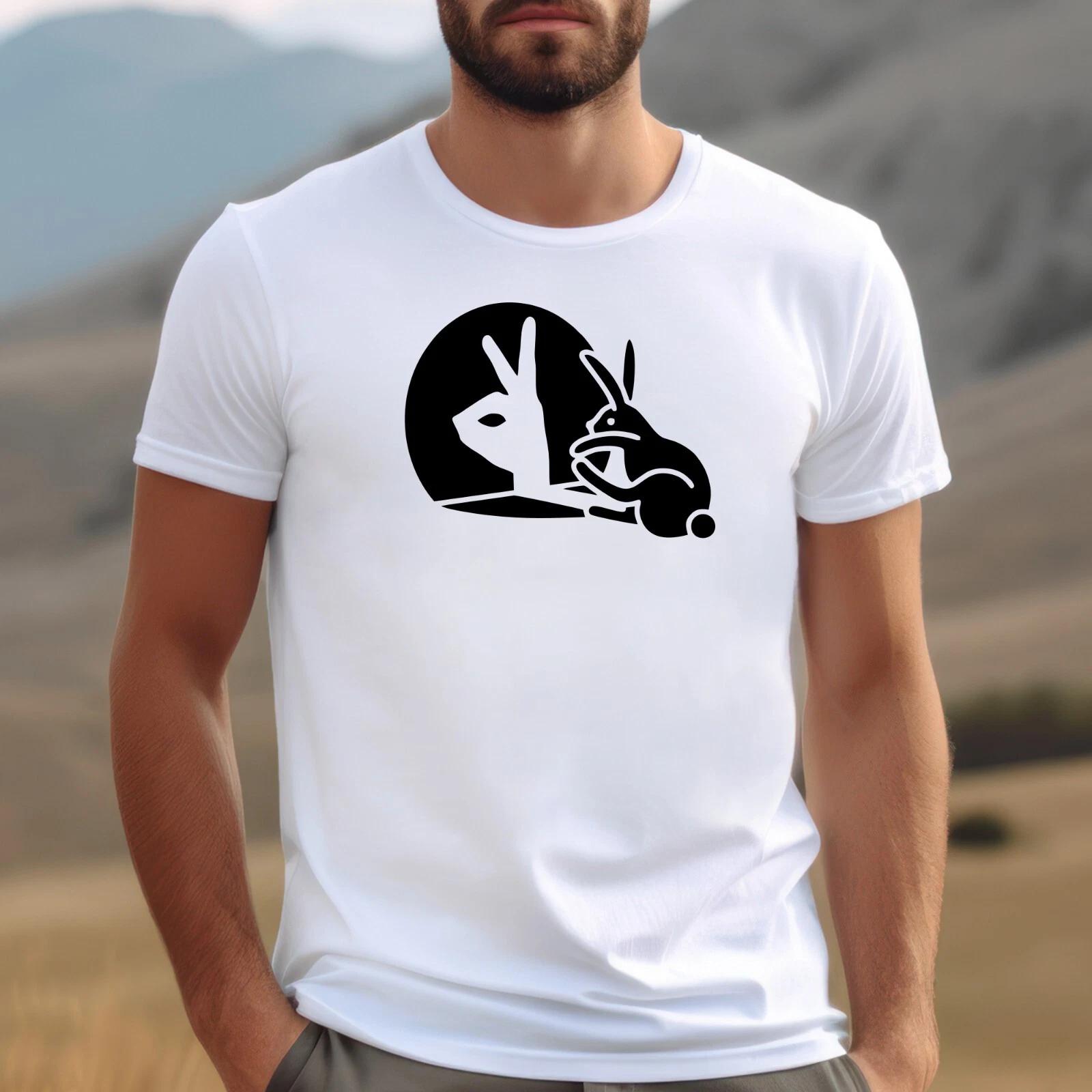 Rabbit Hand Shadow Mens T Shirt Funny Bunny New Cool Great Rabbit Printed T Top XL
