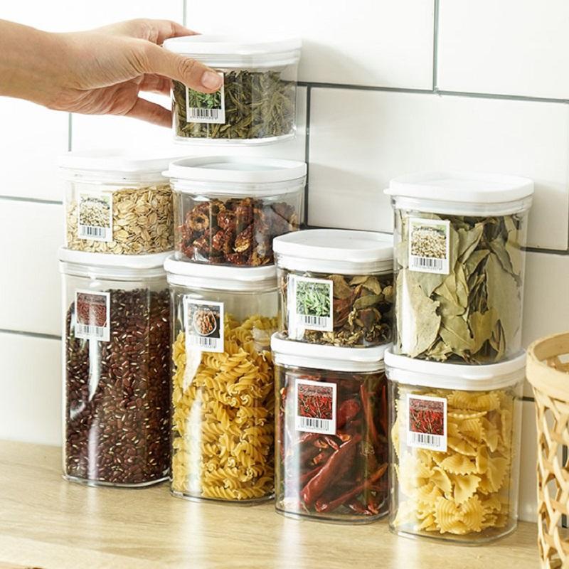 WBBOOMING Stapelbare, versiegelte Dosen aus Kunststoff, Aufbewahrungsbox für die Küche, 3 Kapazitäten, weißer Lebensmittelbehälter, Frischhalteboxen für den Heimgebrauch
