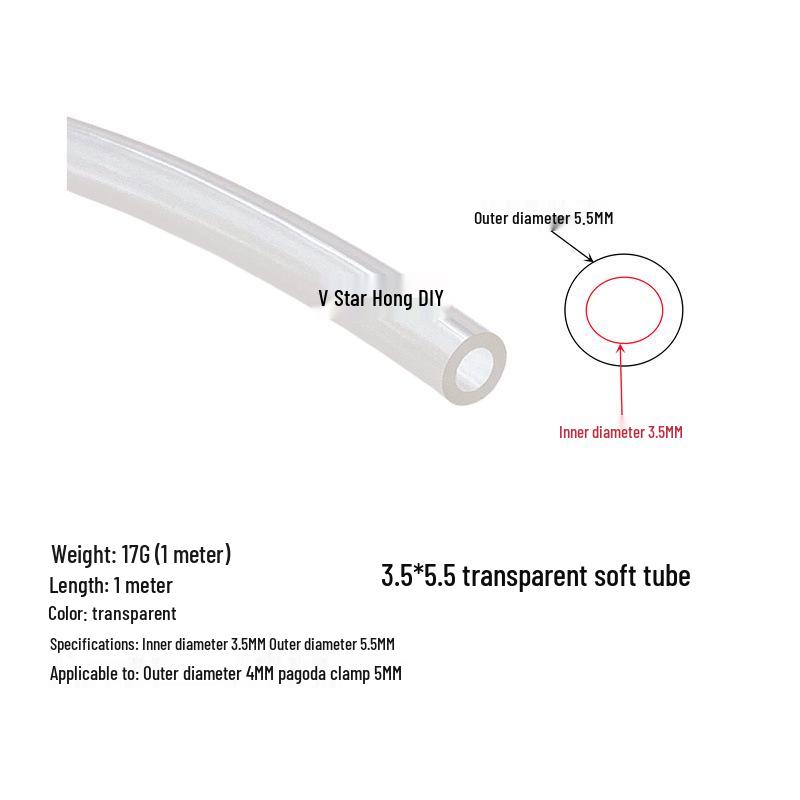 Transparent Laptop Water Cooling Tube, 3.5mm ID x 5.5mm OD, High Clarity and Flexibility.