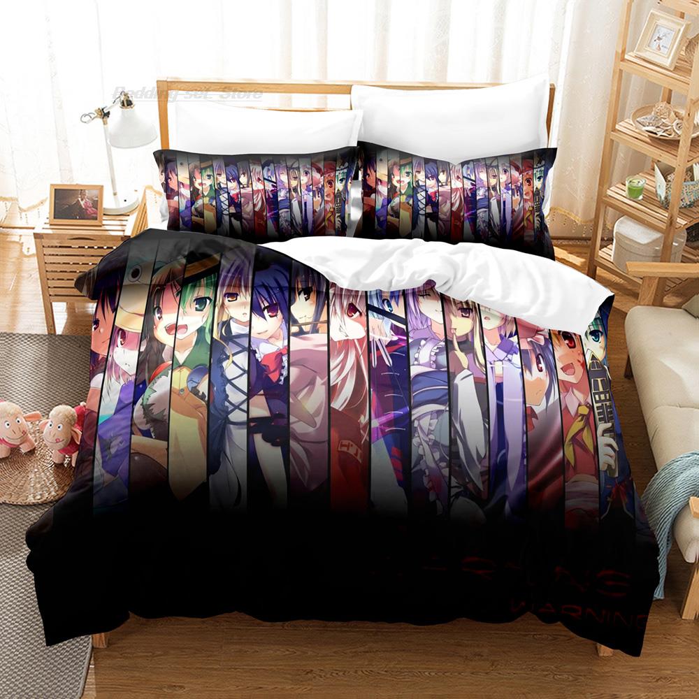 Touhou Project Bedding Set Single Twin Full Queen King Size Bed Set Aldult Kid Bedroom Duvetcover Sets 3D Print Cartoon Kawaii