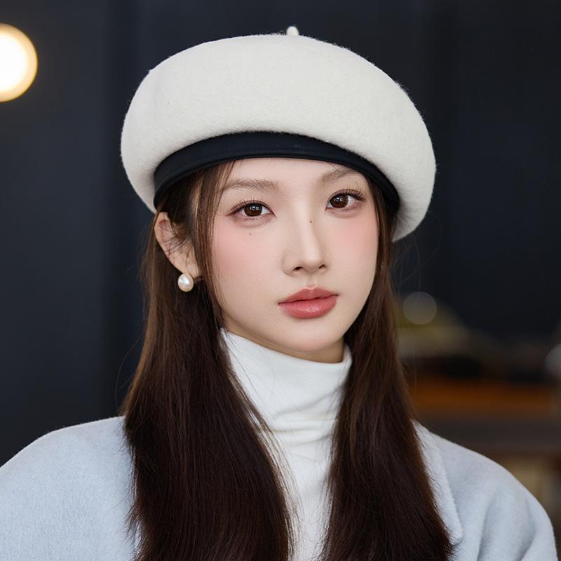 British Style Retro Beret Autumn and Winter Hat for Women Warm Literary Painter Hat Korean Style Versatile Big Head Squash Hat