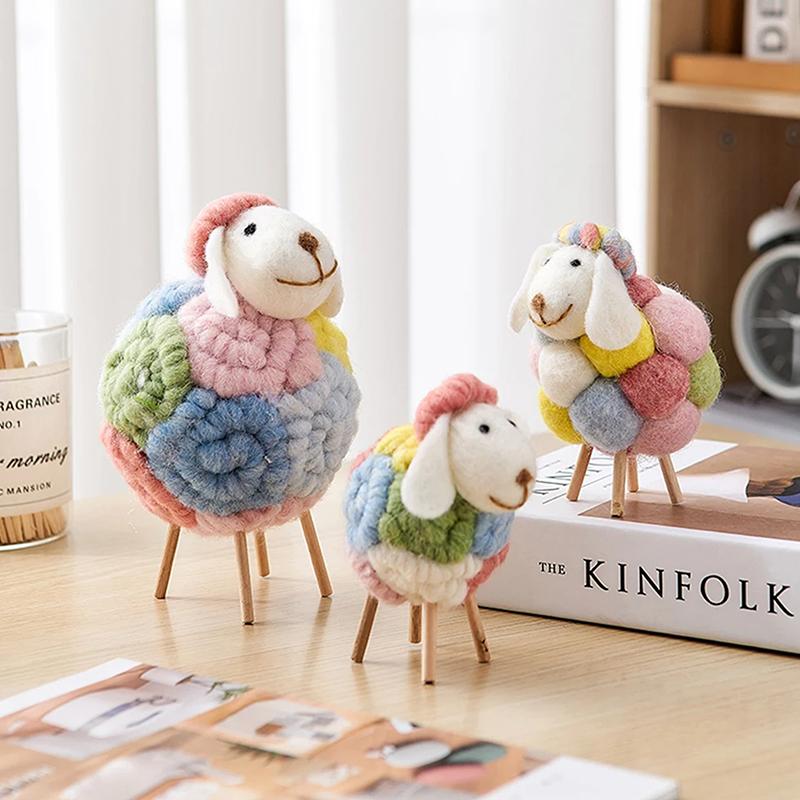 Adorno de Oveja de Fieltro Encantador Accesorios Kawaii Decoración Moderna para el Hogar Figuritas de Interior Accesorios para Decoración de Habitación Regalos para Niños