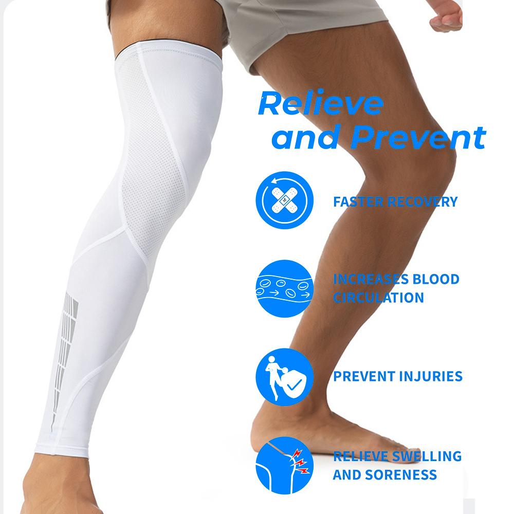 1Pair Long Leg Compression Sleeves For Running, Basketball, Cycling - Muscle Support, Joint Pai ,Secure Fit For Men,Women, Youth