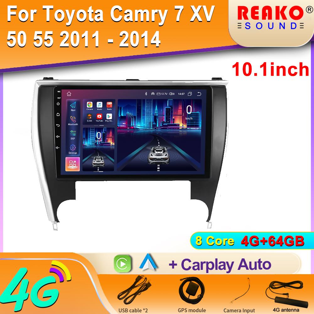 For Toyota Camry 7 XV 50 55 2011 - 2014 Android Car Radio Multimedia Navigation 4G GPS CarPlay Wireless Stereo 2 Din Screen