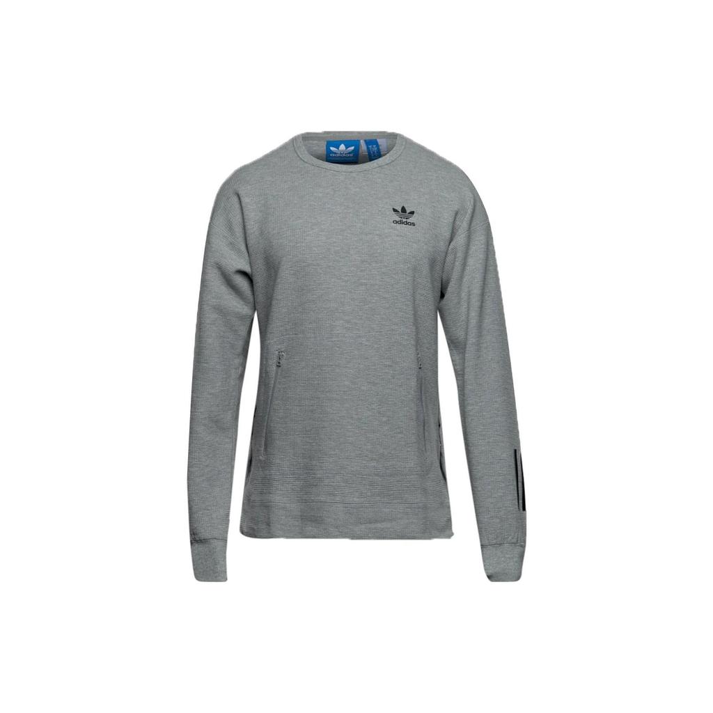 Adidas Ss23 Solid Color Logo Print Crew Neck Pullover Long Sleeve Sweatshirt Men Sweatshirt Gray BK0515