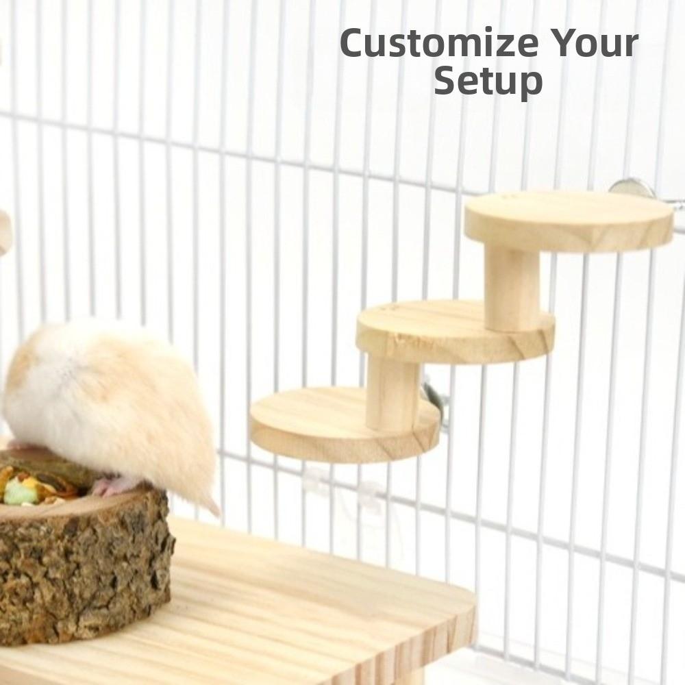 Bite Resistant Hamster Wooden Ladder Wall Mounted Hamster Climbing Toy  Enrichment Activity