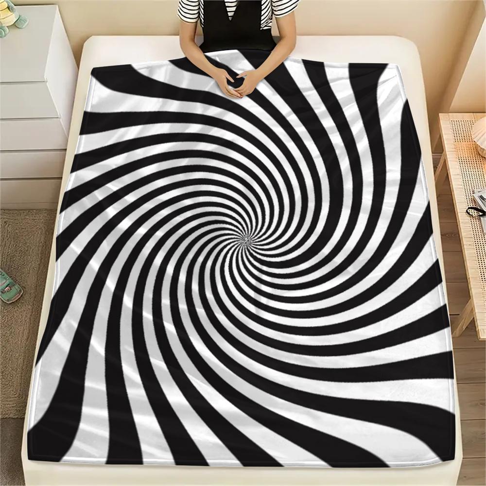 1Pc Illusory Graphics Print Flannel Blanket, High Quality Comfortable for All Seasons, Home Decor, Warmth and Comfort, Perfect for Christmas Gifts W26
