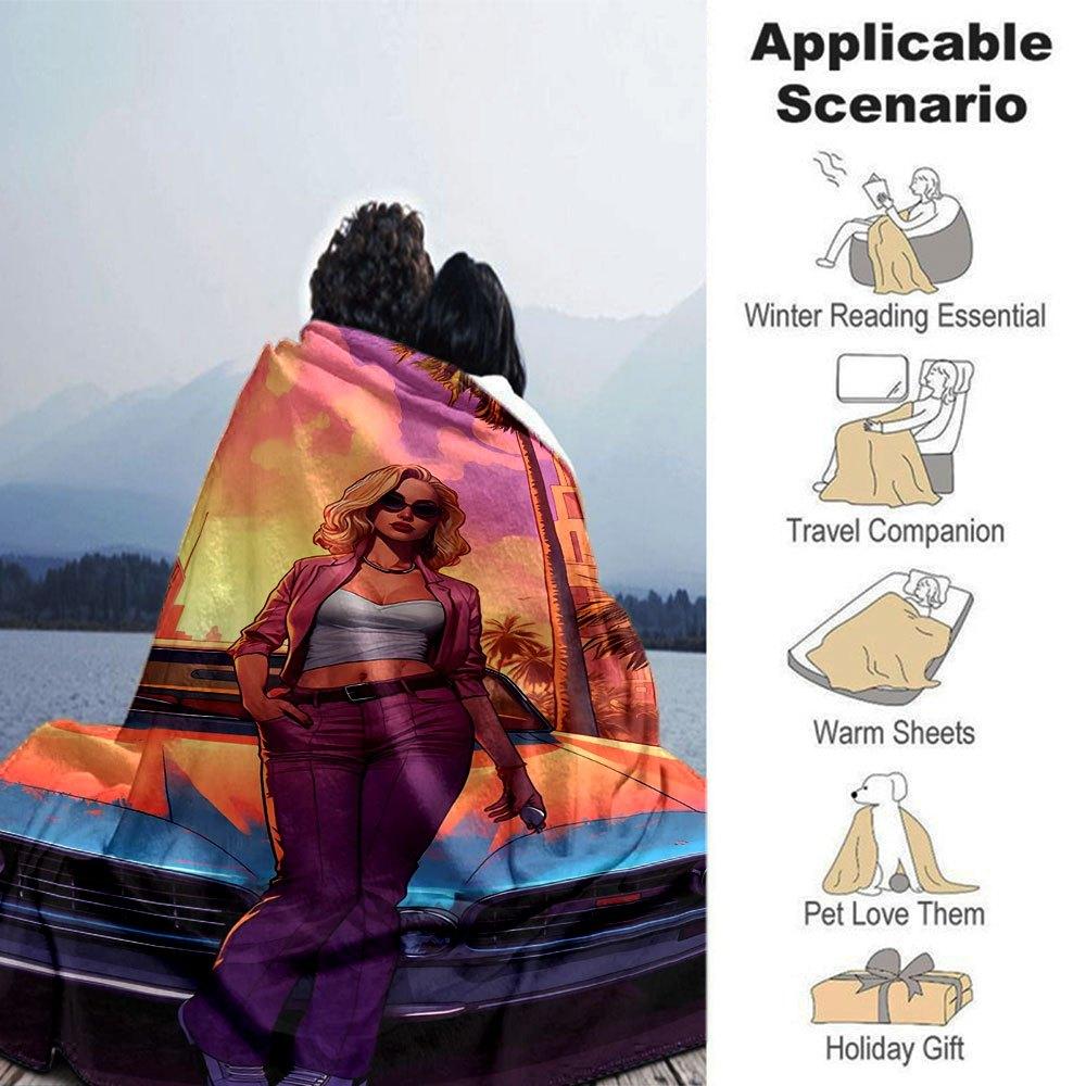 1 buc. Pătură moale din flanelă Grand Theft Auto cu imprimeu de designer O pătură confortabilă pentru toate anotimpurile, perfectă pentru canapea, pat, birou