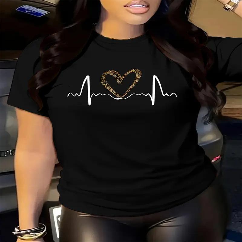 100 Cotton Unisex Summer Printed Crew Neck Short Sleeve Cute Casual Tee Femme Camisetas Mujer Y2k Versatile Ladies Daily Tops
