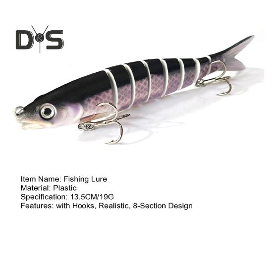 13.5CM/19G Multi-Jointed Fishing Lure with Hooks Slow Sinking 8-Section Swimbait Bionic Hard Artificial Bait Freshwater Saltwater Fishing Accessories
