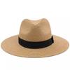 Summer sunscreen straw hat men's sunshade Panama top hat soft straw woven wide brim sun hat travel beach hat women