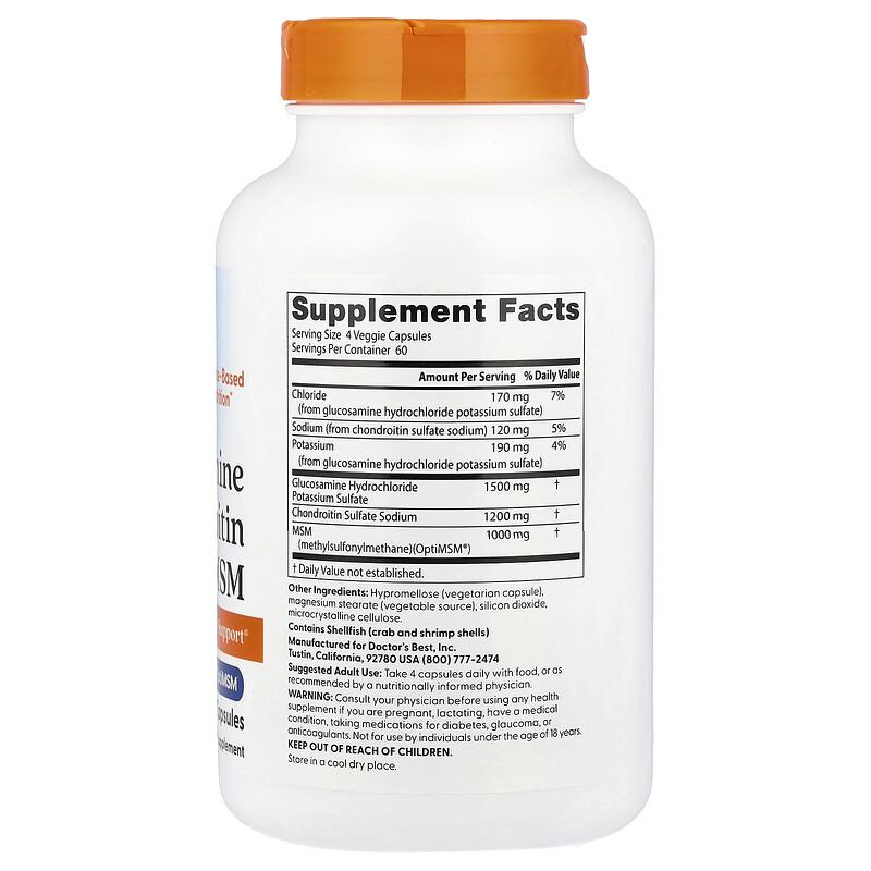 Glucosamine Chondroitin MSM with OptiMSM®, 240 Veggie Capsules