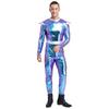 One-Piece Outer Space Costume for Men M-3XL: Easy Wear Long Sleeve Jumpsuit, Combines Cute & Robotic Styles for Photos