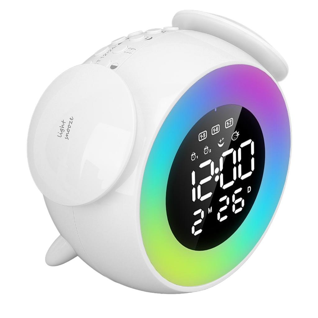 Wake Up Light Alarm Clock Colorful Lighting Effects Rechargeable Digital LED Music Alarm Clock for B