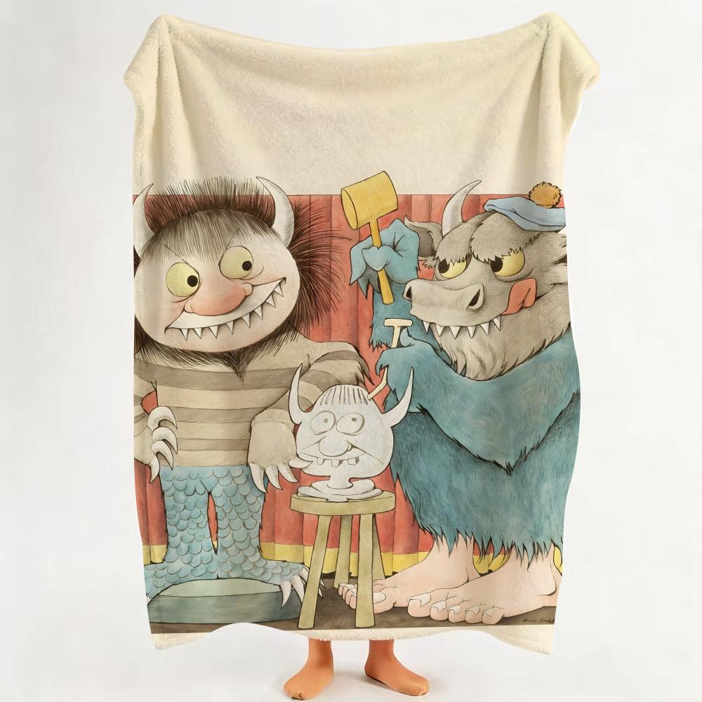 PictureBook W Where The Wild Things A Are Throw Flannel Throw Blanket Suitable for Sofa Living Room Bedroom