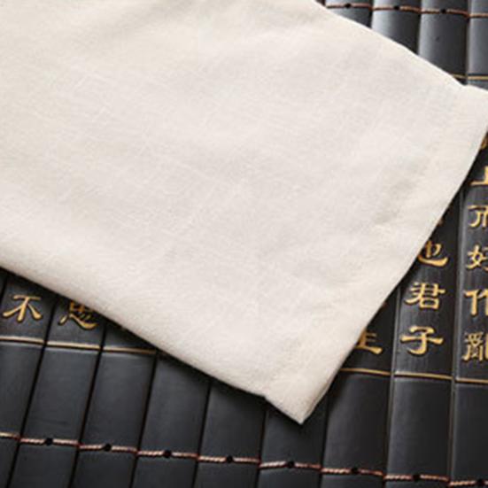 Father Summer Top Solid Color Short Sleeve Buckle Chinese Style Stand Collar Daily Wear Single-breasted Chinese Wear Tai Chi Clothing Male Clothes
