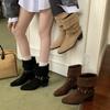 Coarse heel French square head western cowboy short boots women's boots autumn new models