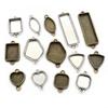10pcs Double Loops Connector Pendant Cabochons Blank Base Settings Tray Heart Sqaure Rectangle Oval DIY Jewelry Findings