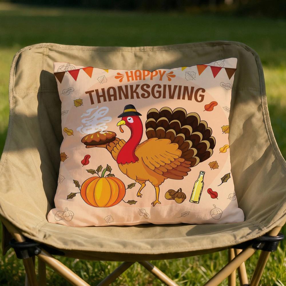 Thanksgiving cute turkey Cushion Cover Soft Reversible  Durable Pillow Cover  MultiScene Use for Home  Car Daily Comfort