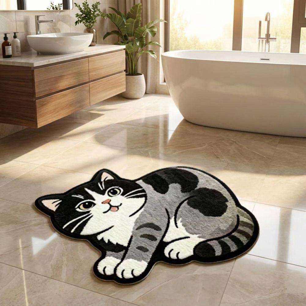 Leke Tutmaz Ev Dekorasyonu Halı Kaymaz Karikatür Halı Yumuşak Kedi Şekilli Alan Halısı Oturma Odaları