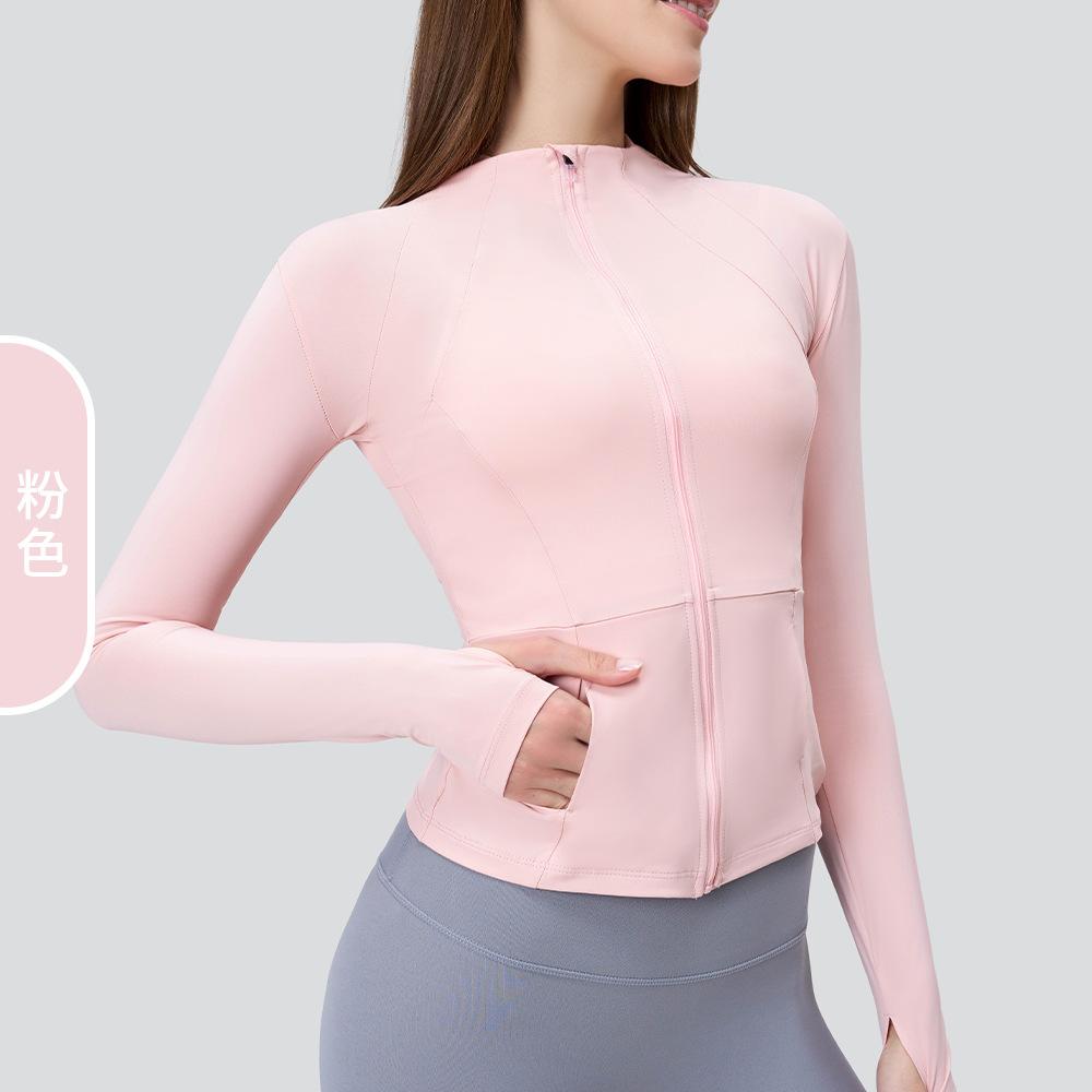 

New Stand-Up Collar Outdoor Uv Protection Sunscreen Clothes Women S Summer Thin Breathable Yoga Clothes Top Tight And Cool Jacket S розовый