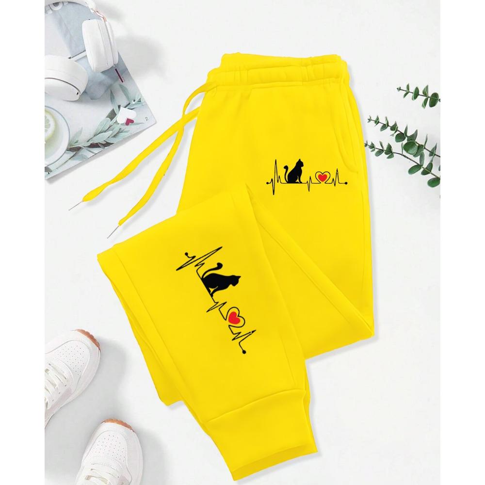 Dog Red Heart Electrocardiogram Printing Printed Woman Pant Street Soft  Sweatpants Sport Fashion Trousers Autumn Pants
