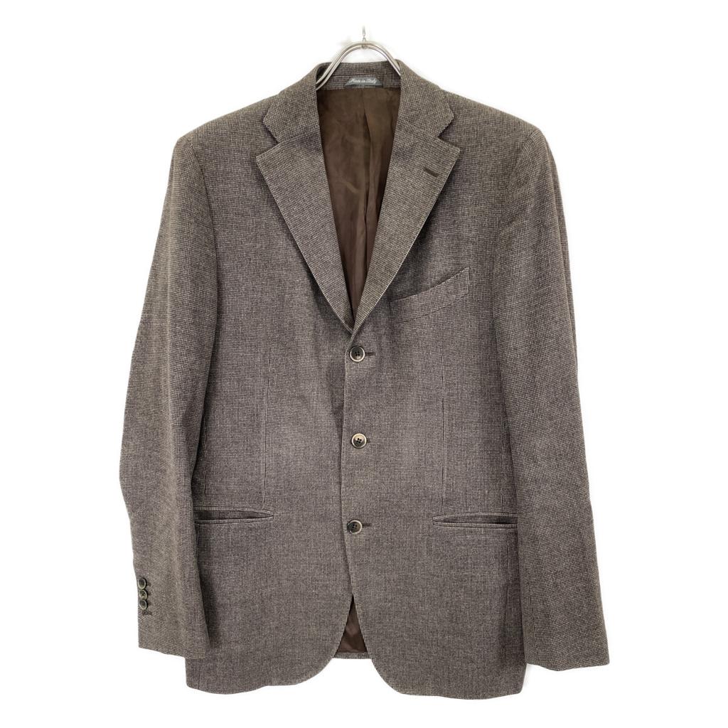 LARDINI Brown Wool Loropiana Fabric Check Vent Tailored Jacket Jacket 50 BrownUsed