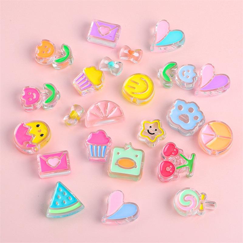 

Cute Cartoon Acrylic Bow & Flower Phone Chain/Hair Rope DIY Beads