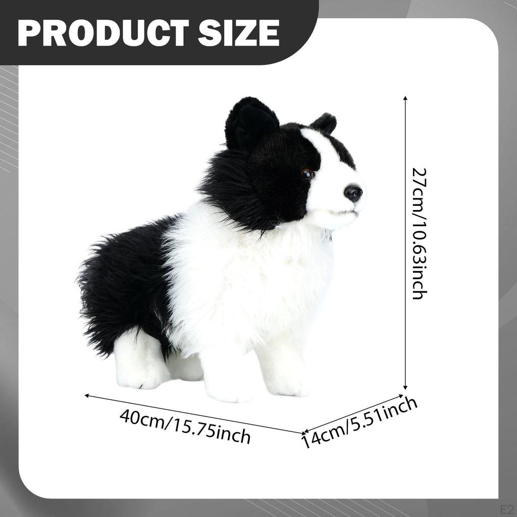 Stofftiere Border Collie Kuschelig Realistisch Stehend Zum Kuscheln Schwarzer und Weißer Welpe Hund Spielzeug für