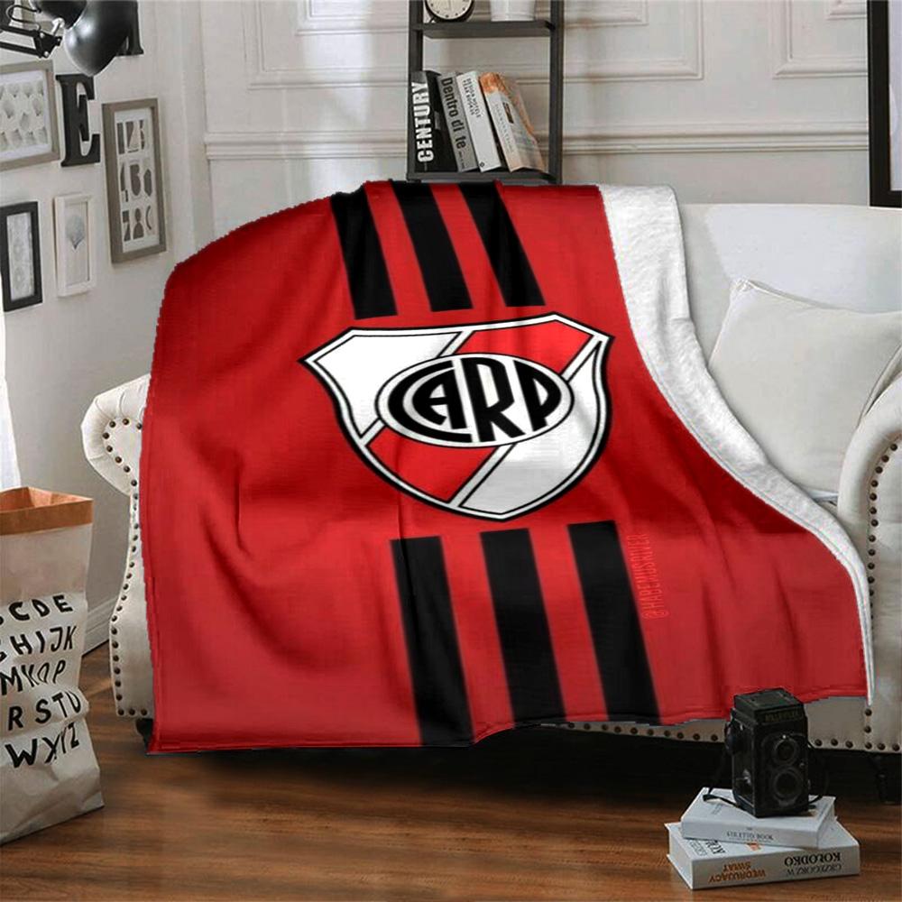 River Plate Club Badge Red‑Black Stripe Print Flannel Blanket Soccer Fan Throw Blanket Soft Cozy Home Sofa Bed Decor for Football Supporters