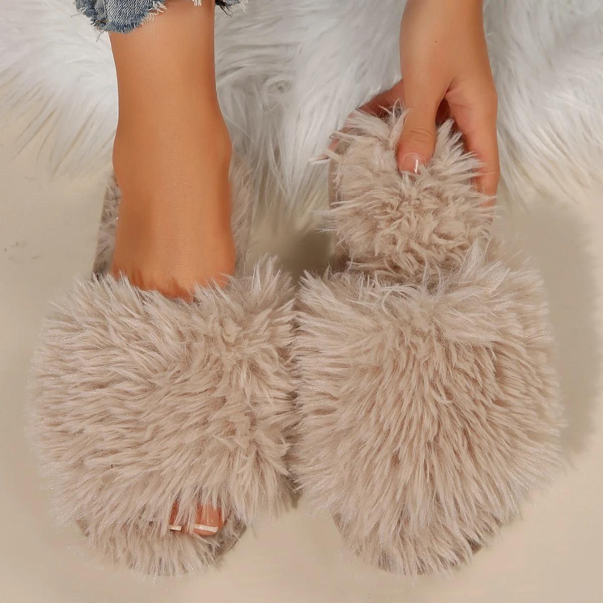 

Модные женские домашние тапочки Осень Зима Новые Плюшевые Домашние Ленивые Туфли для Женщин Противоскользящие Прочные Модные Теплые Тапочки Шлепанцы Женские 38-39 хаки