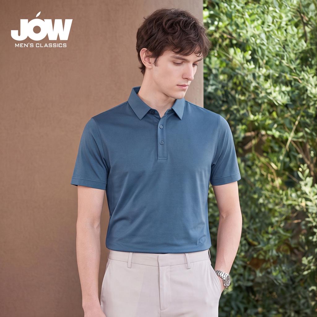 Huamao Cooling Fiber Men's Solid Color Short-Sleeved Polo Shirt with Mulberry Silk
