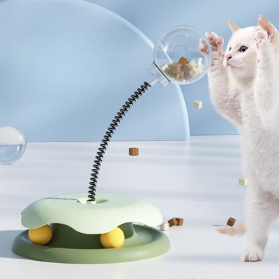 New Cat Toy Cat Turntable Spring Leaking Food Ball Cat Self-pleasure Play Plate Funny Cat Toy