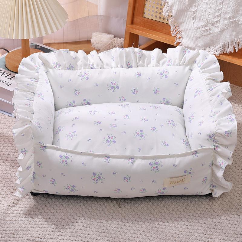 

Осень Зима Корейский Стиль Цветочный Бордюр Собаки Кошка Кровать Съемный Стирающийся Теплый Милый Коврик для Питомцев Четыре Сезона Универсальные Товары для Питомцев S синий