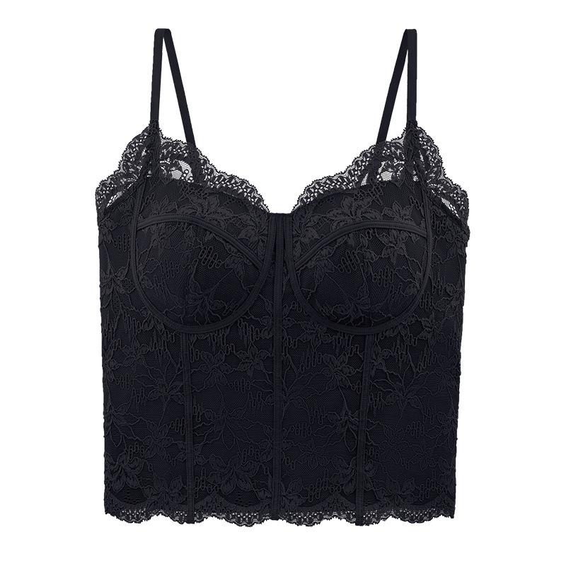 

Женский сексуальный кружевной топ-камизоль с V-образным вырезом: Осенне-зимний согревающий топ для похудения M (90-100 jin)