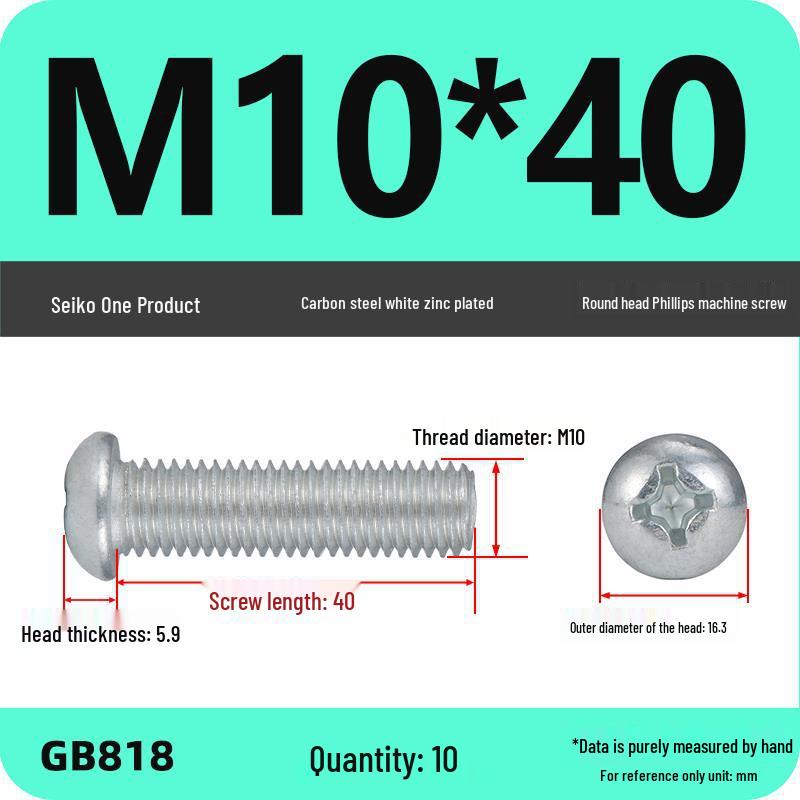 4.8 Grade Galvanized Phillips Round Head Screw (M2-M8)