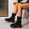 Fashion 2024 Shoes for Women Ankle Women's Boots Concise Modern Boots Women Sewing Round Toe Med Heel Platform Slip On Shoes Female