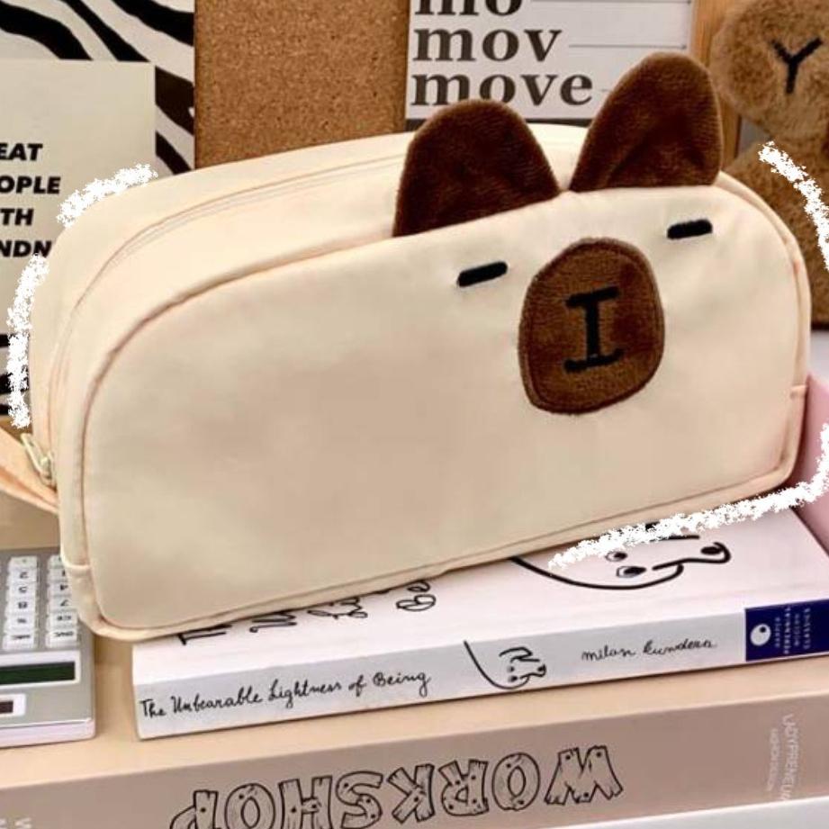 Cute Cartoon Pencil Case - Large Capacity Makeup Bag for School Stationery, Kawaii Cosmetics Organizer, Girls Boys Gift