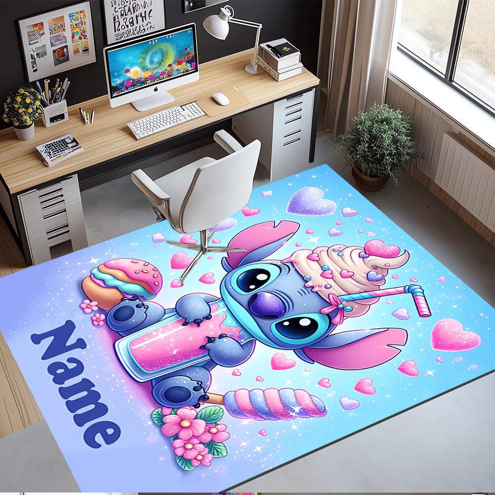 Custom Name Stitch Printed Carpet,Rug for Office Chair Living Room Bedroom Kitchen Room Decor Gifts.