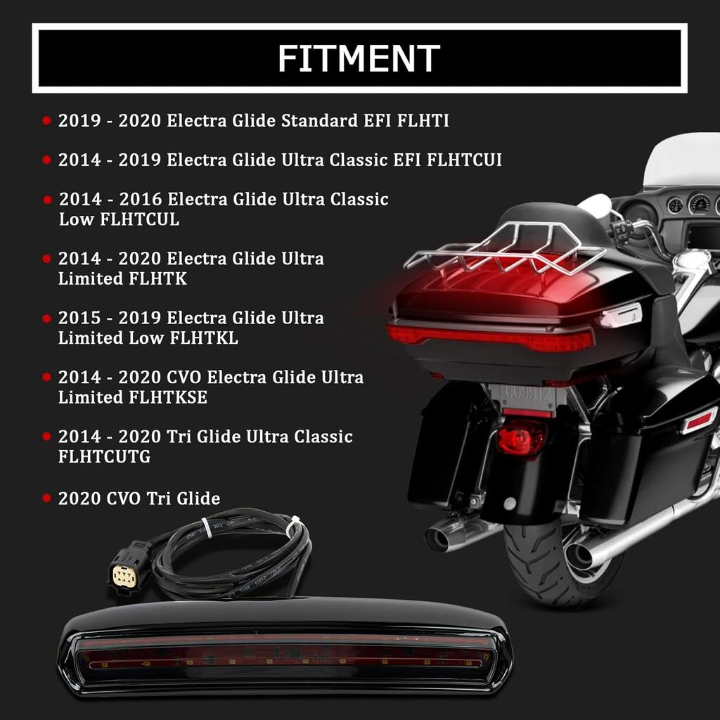 PSLER Motorcycle Rear Tour Pack LED Lid Light Motorcycle Lighting Accessory Running Light Brake Light Turn Signal Blinker for CVO Electra Glide Ultra