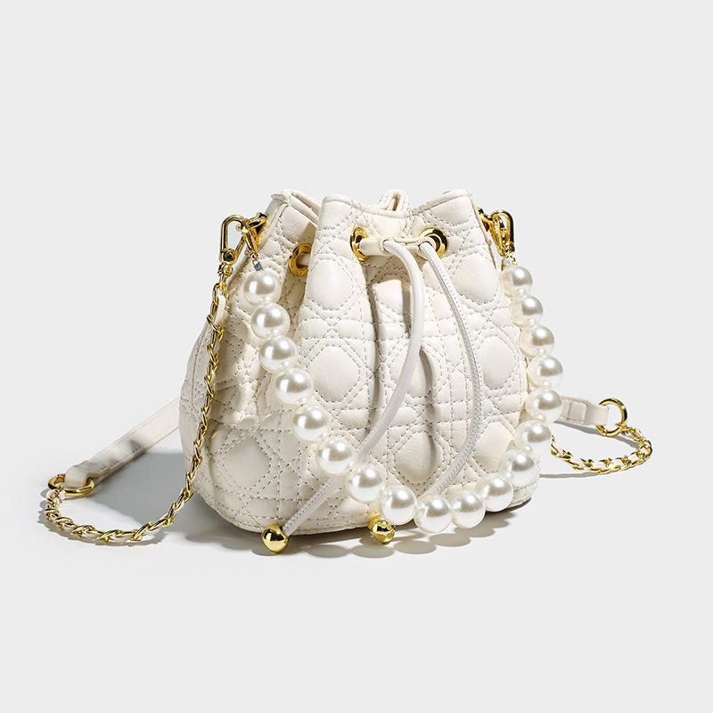Xiaoxiangfeng Tasche, Neue Perlenketten-Tasche, Damen Hochwertige und Vielseitige Leder Einzel-Schulter Crossbody Beuteltasche