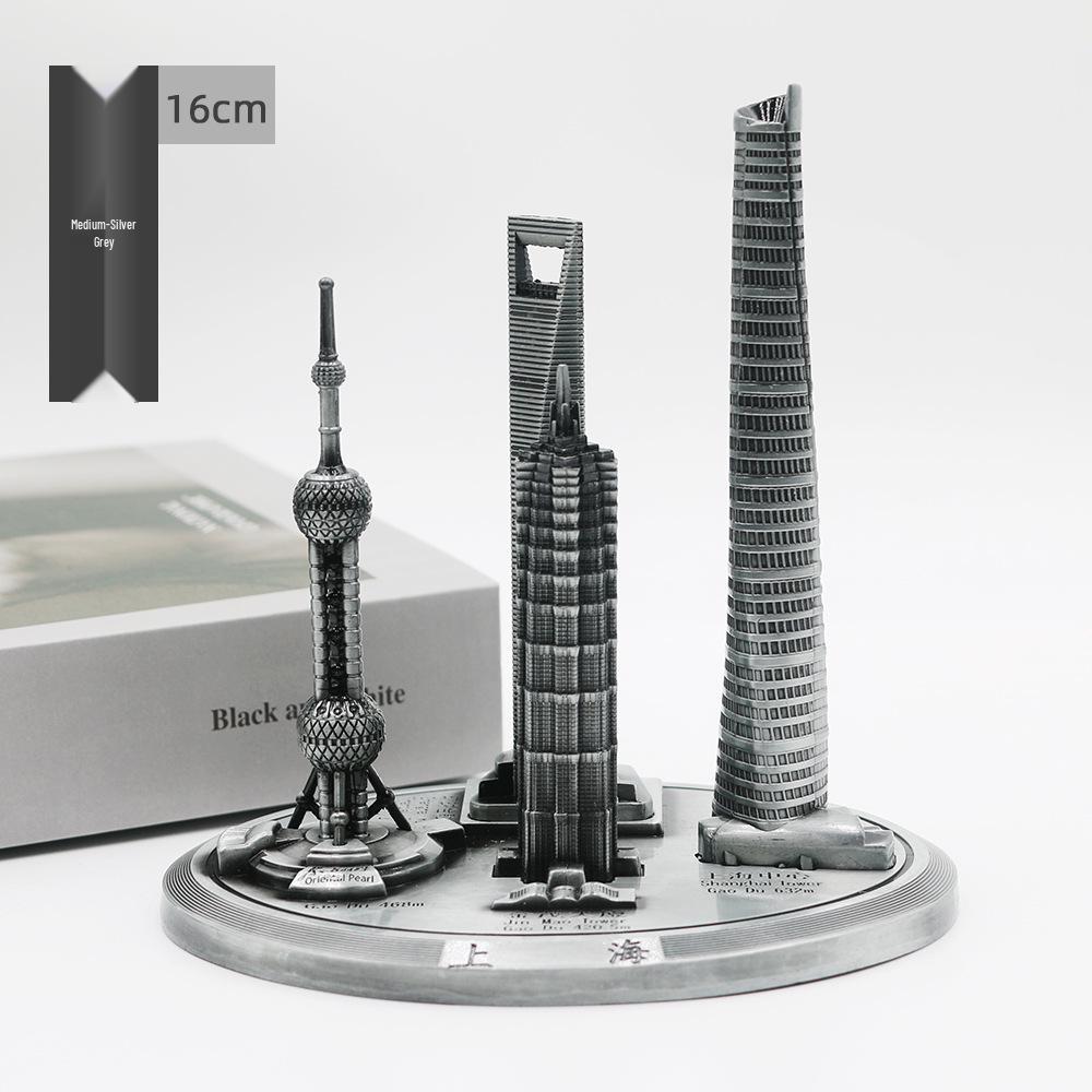 Shanghai Landmark Building Model: Oriental Pearl Tower, World Financial Center, Jin Mao Tower - Metal Creative Handicraft