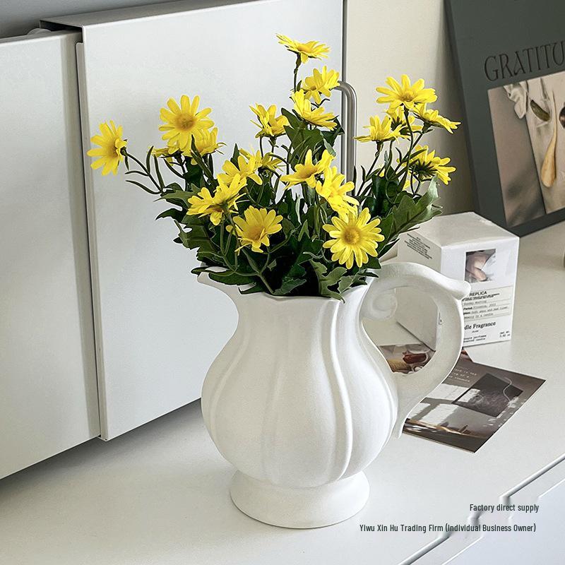 Keramisk vas i Wabi-Sabi-stil för blommor: Prydnad för vardagsrum för hydroponiska arrangemang och vattenutställningar med färska blommor