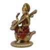 Hindu Goddess of Music and Knowledge Saraswati Sitting On Swan Playing The Vina Statue Sculpture