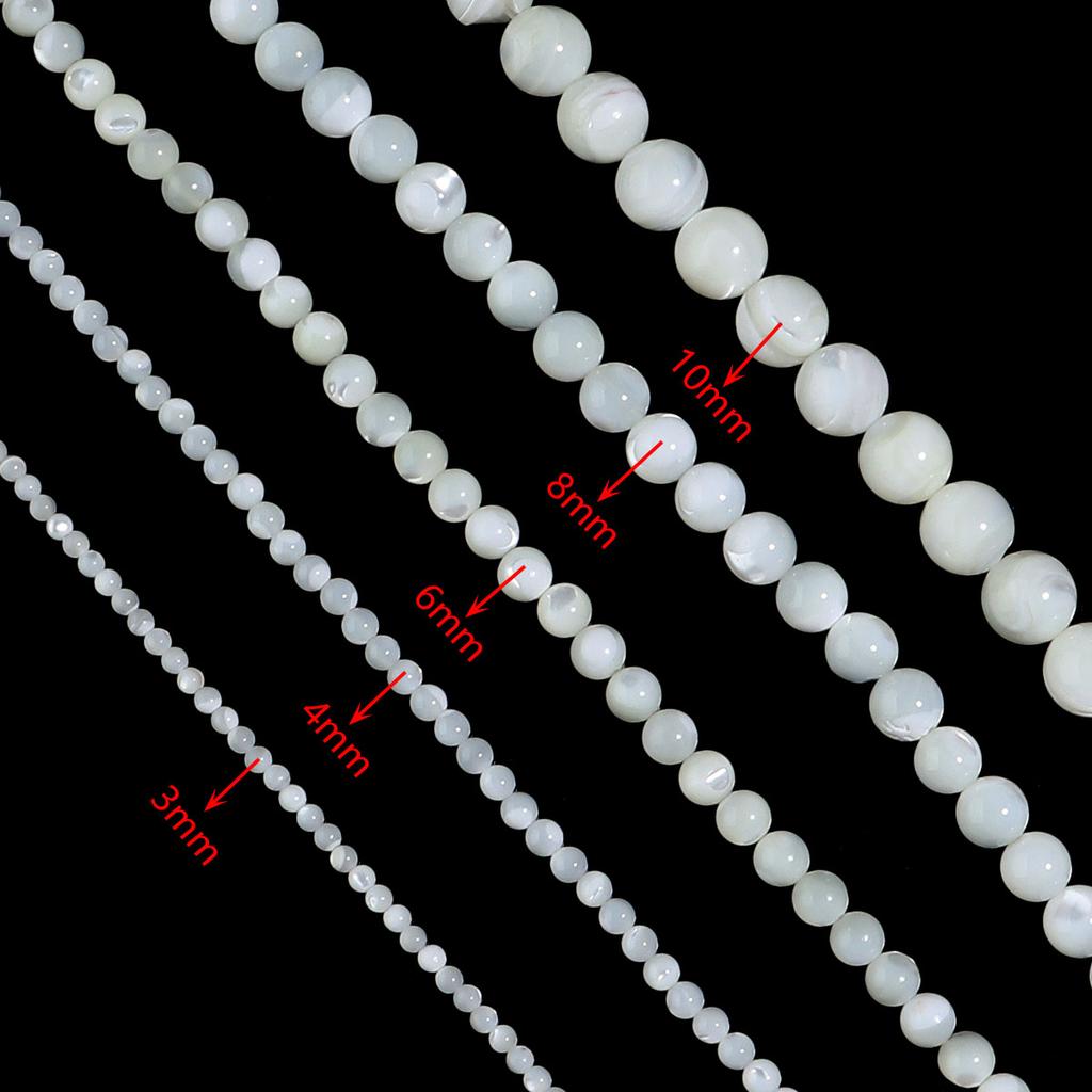3 4 6 8 10mm Natural Shell Beads Mother of Pearl Trochus Shell Round Loose Beads For Jewelry Making DIY Necklace Accessories