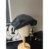 Literary striped newsboy hat retro painter hat cotton and linen beret women's octagonal hat breathable face small hat